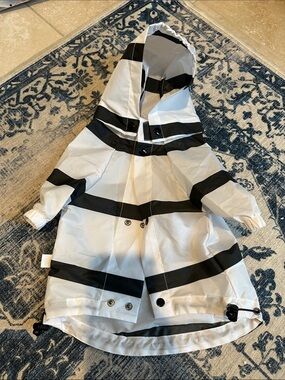 GAP Black & White Striped Hooded Dog Jacket
